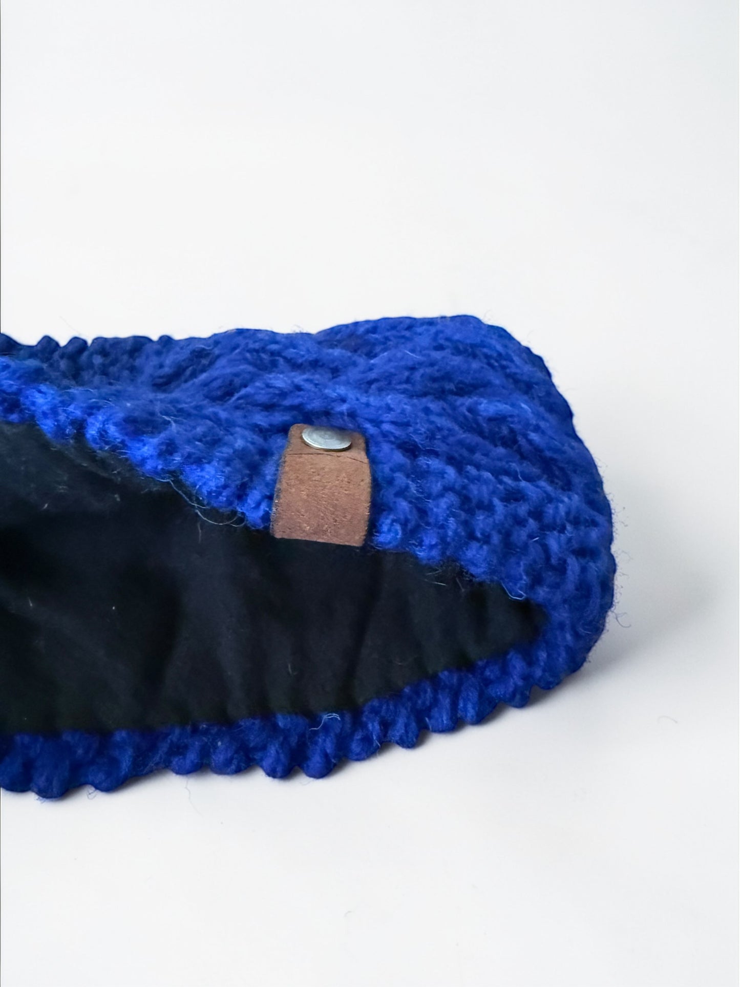 Blue Wool Lined Headband