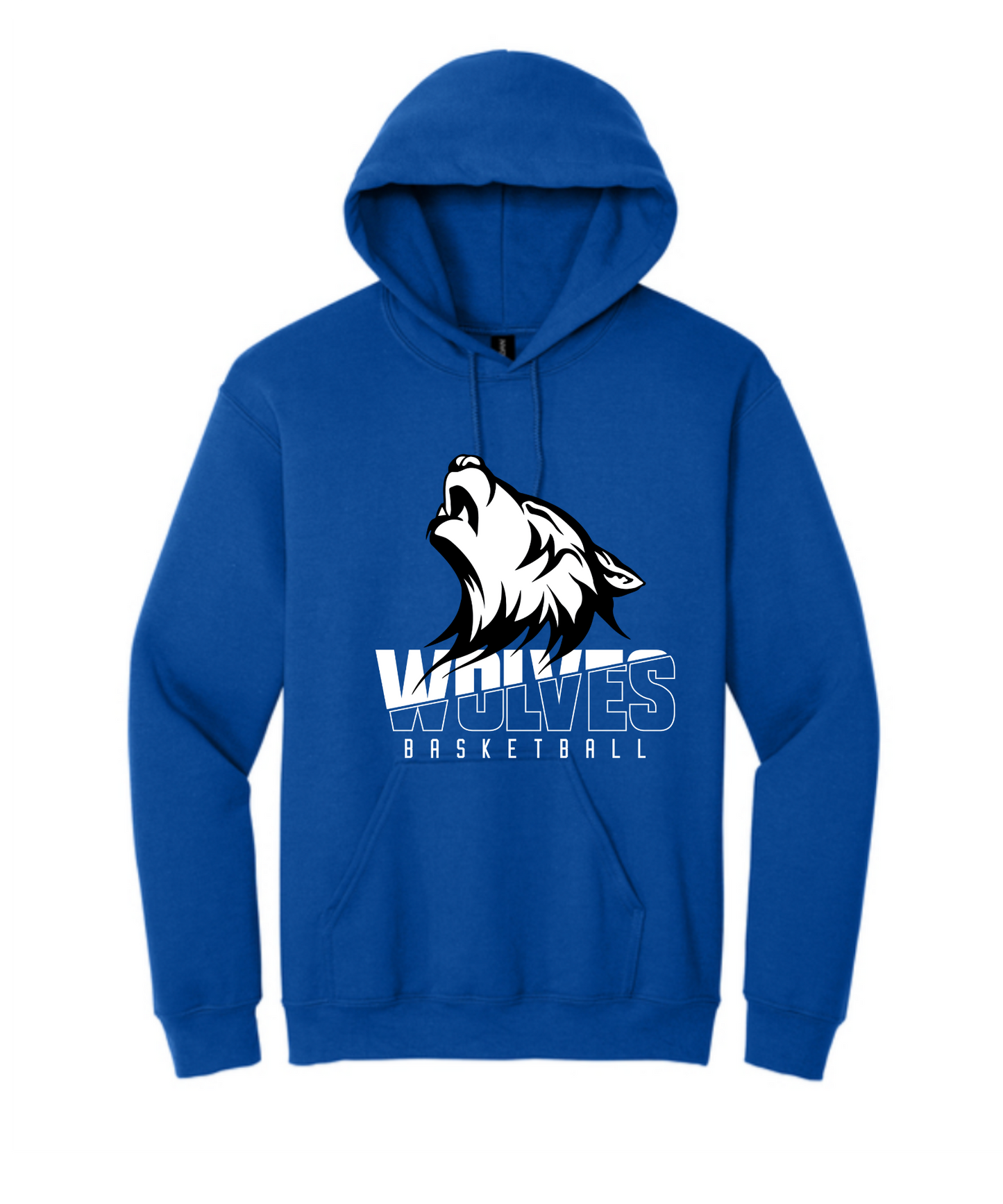 Wolves Basketball Black & White Wolf & Lettering Hoodie