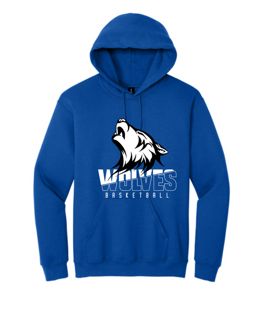 Wolves Basketball Black & White Wolf & Lettering Hoodie