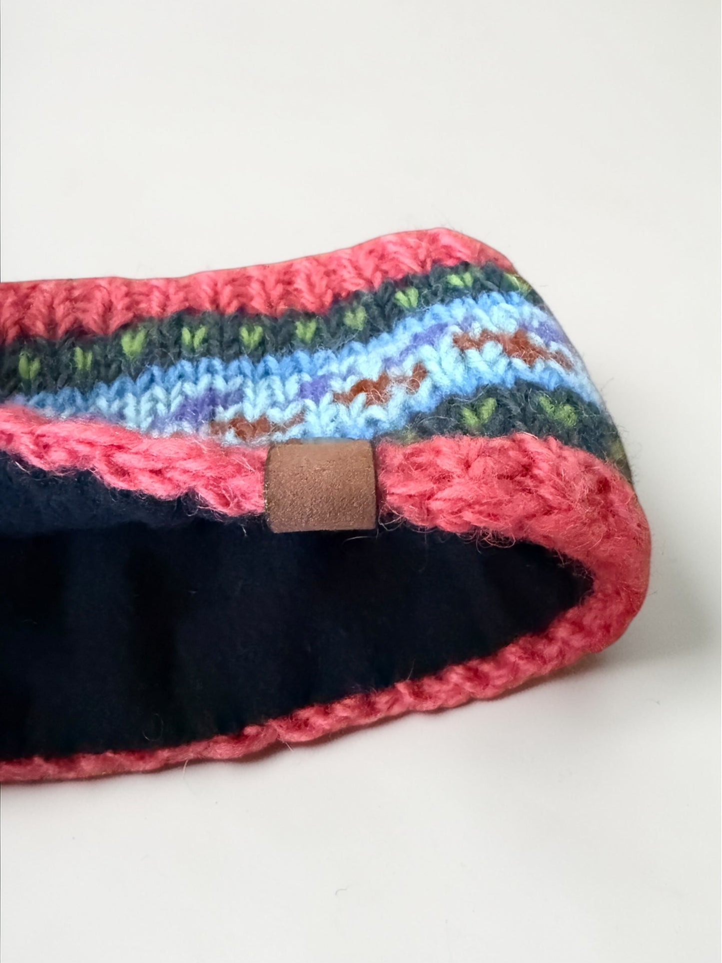 Salmon with Light Blue Arctic Wool Lined Headband