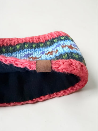 Salmon with Light Blue Arctic Wool Lined Headband