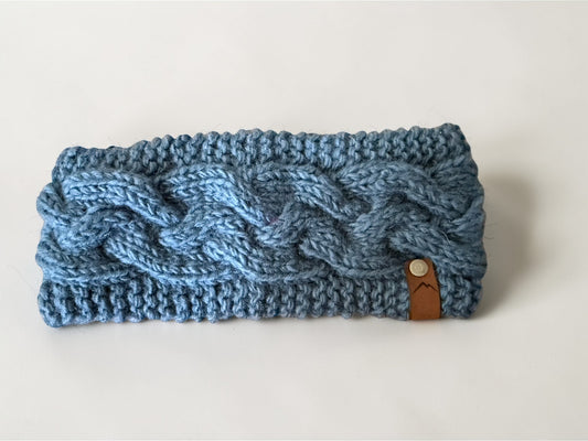 Blue/Grey Wool Lined Headband