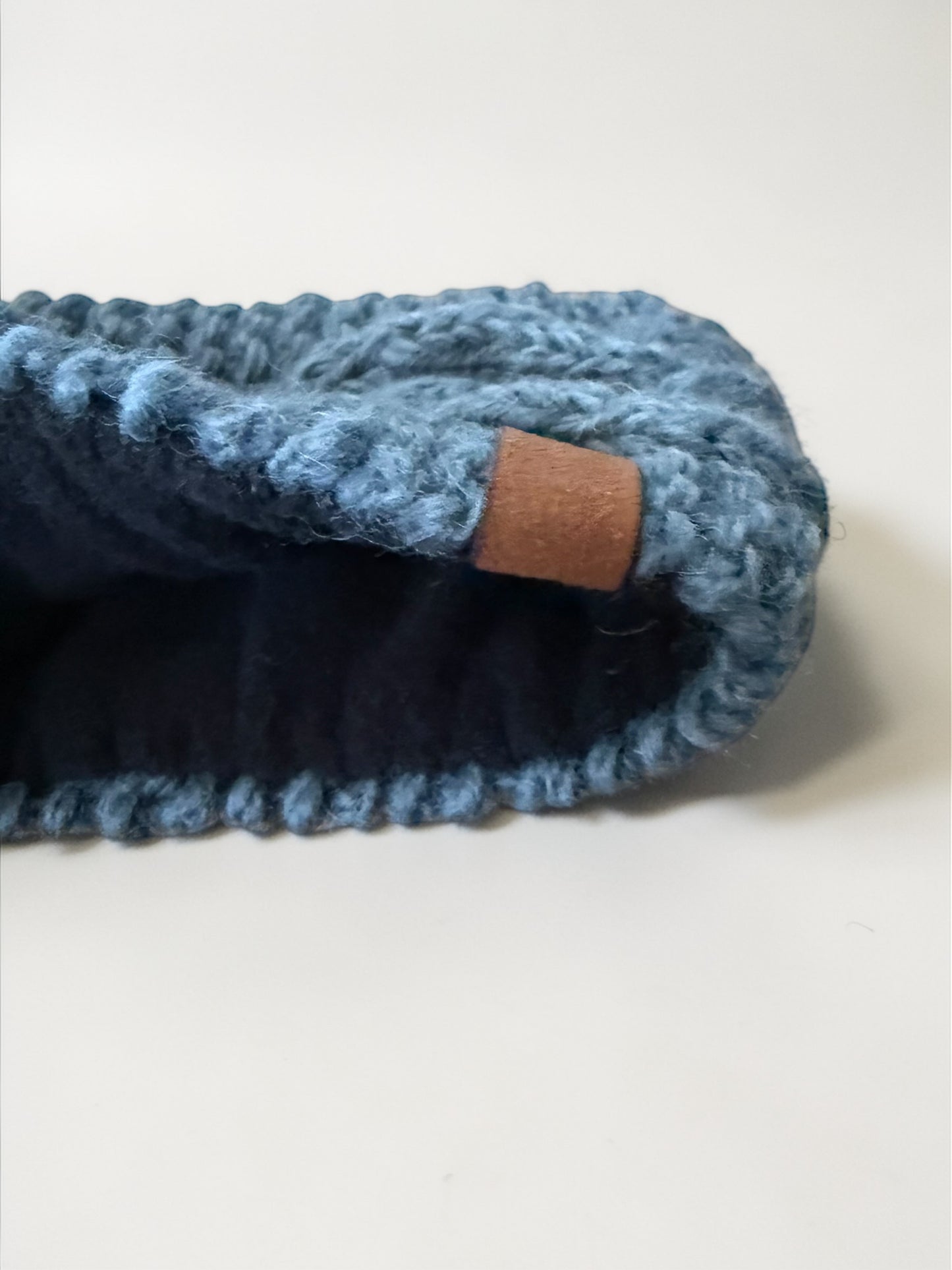 Blue/Grey Wool Lined Headband