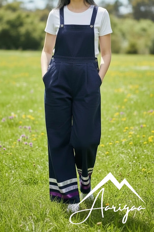 Navy Jumper: White, Lilac & Purple Ribbons
